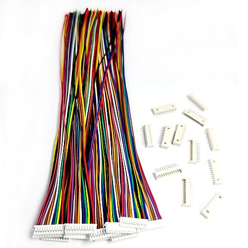 BOJOUL for 12 Sets JST 1.25mm 11 Pin Male Connector and 28AWG Female Connector Plug with Wire Cable 20cm Used in PCB Toys Household Appliances etc